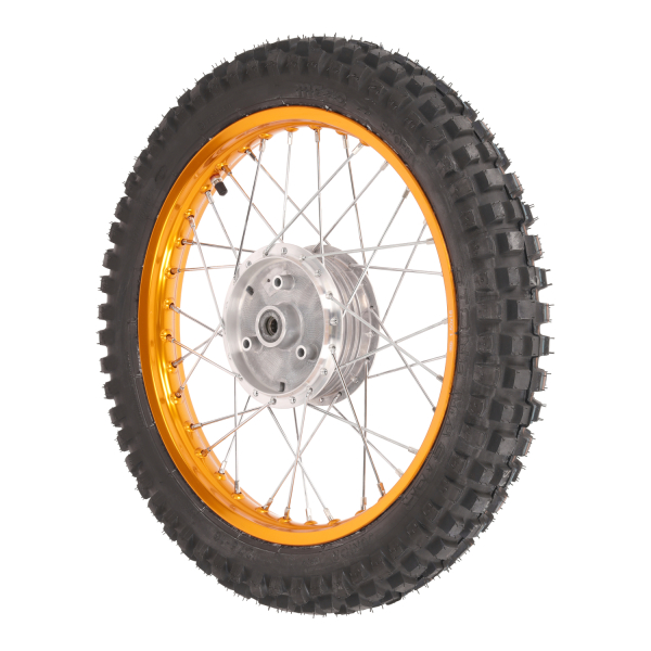 Komplettrad, Alufelge 1,50x16 (Orange) mit Stonemaster Crossreifen MFC9, Simson S50, S51, S53, DUO, KR51, SR4-2, SR4-3, SR4-4